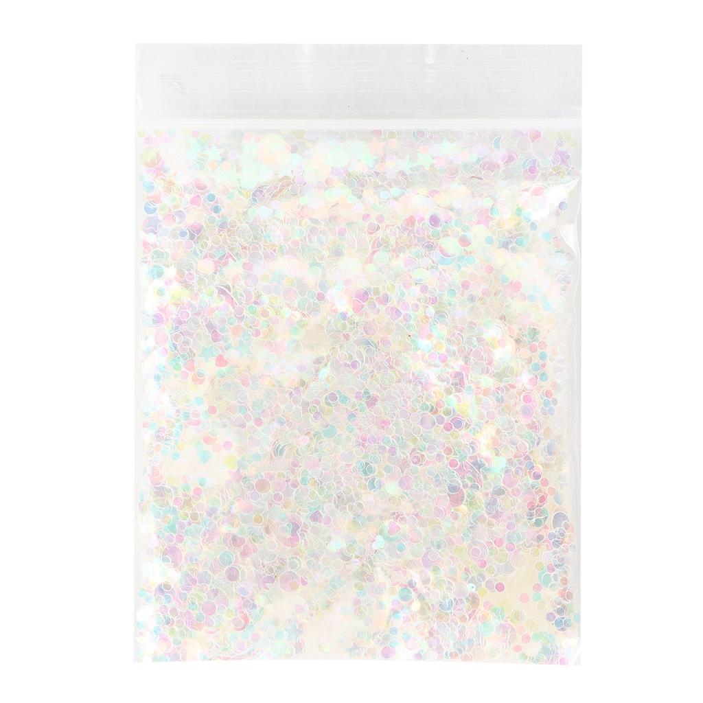 Glitter Confetti 10g LKYS‑022 White PET Color Round Hollow Sky Makeup Crafts Epoxy Gifts