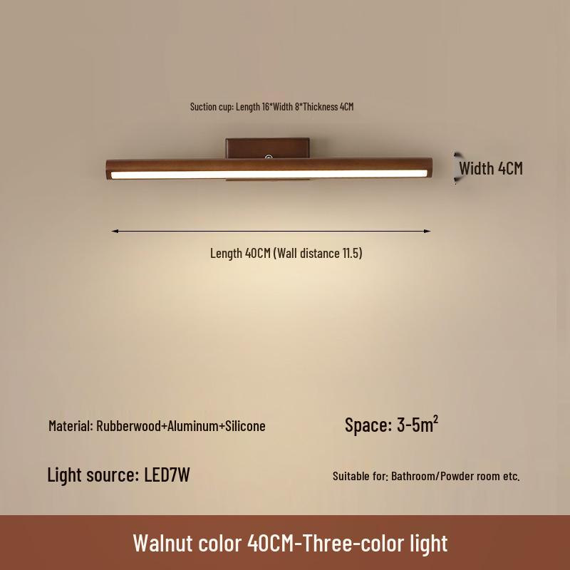 Modern Minimalist LED Vanity Light - Nordic Solid Wood Design for Bathroom
