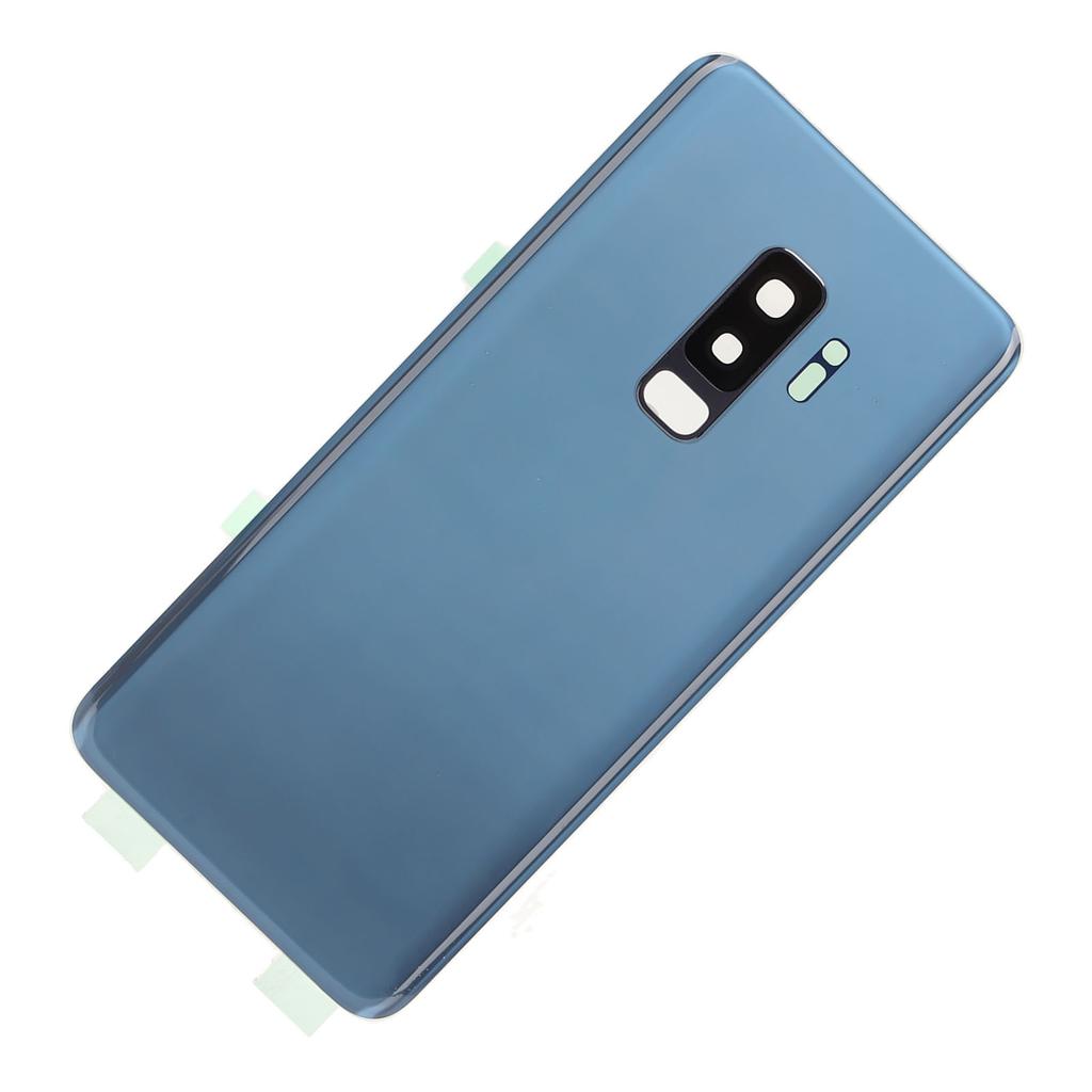 Battery Back Glass Cover Replacement Rear Door Housing with Pre Installed Camera Lens Tape for Galaxy S9+ Plus G965 Blue
