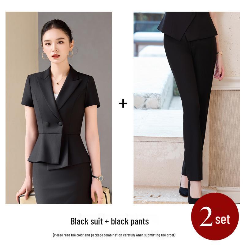 Women's Double-Breasted Short Sleeve Blazer - Summer Business Fashion