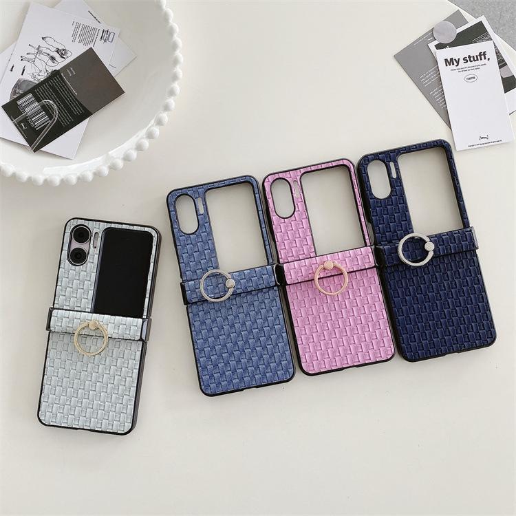 Applicable to OPPO Find N2 lip ring buckle braided pattern mobile phone case folding hard case anti-drop integrated protective cover