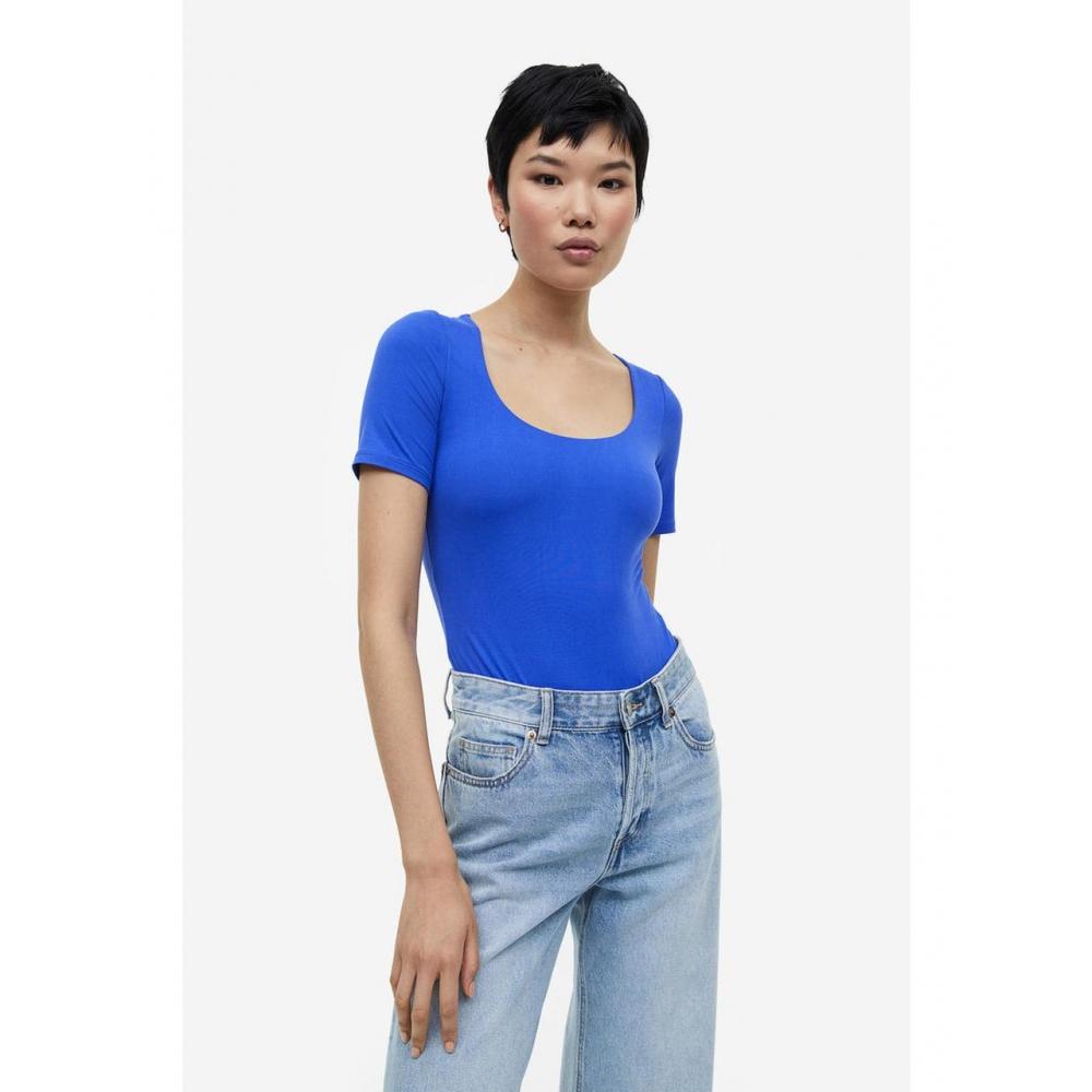 

H&M Short Sleeve Thong Bodysuit Bright Blue 1154640003