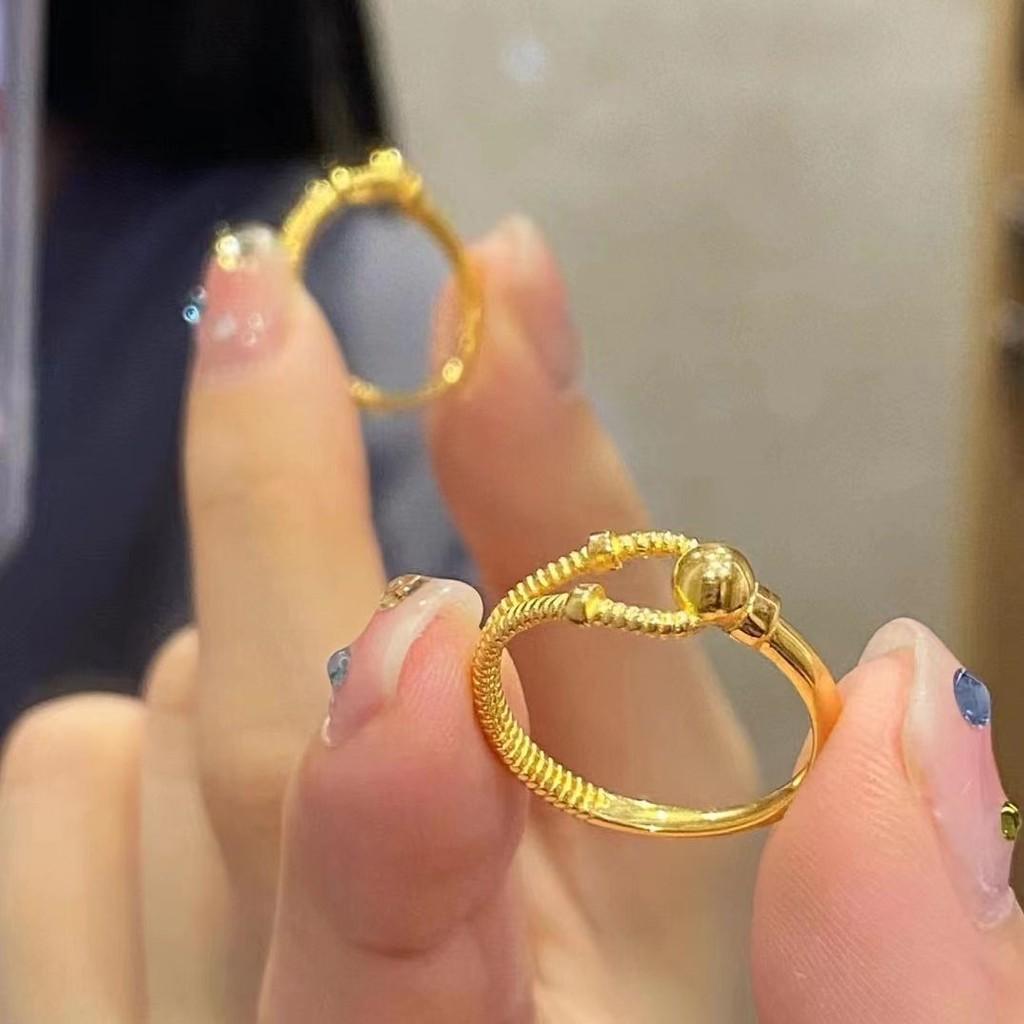 Gold Copper Fashionable Plated Open Adjustable Rings For Women Elegant Design