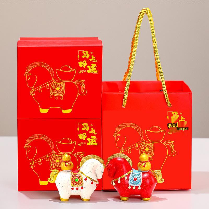 Creative Red Horse Mascot Figurine for Office or Living Room Decoration - Instantly Attracts Wealth