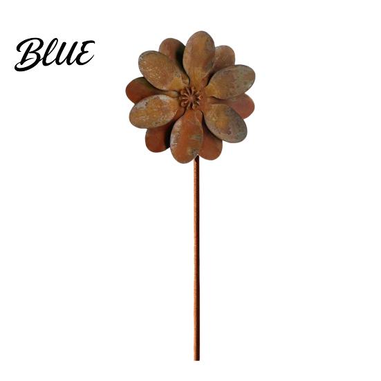 Metal Flower Lawn Stakes Rustic Ground Stake Vintage Garden Art Weather-Resistant Rusted Outdoor Patio Decorations Iron Yard Decor for Pathway