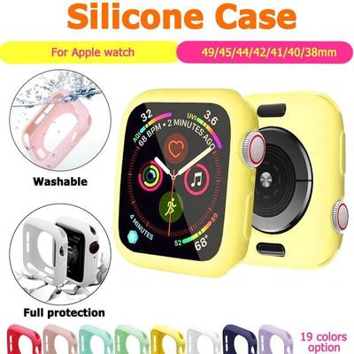Kılıf Apple Watch Serisi 8 7 6 5 4 3 SE 2 Yumuşak silikon kapaklı kılıf iWatch Slim Tpu Tampon Koruyucu 38 40 41 MM 42 44 45 MM
