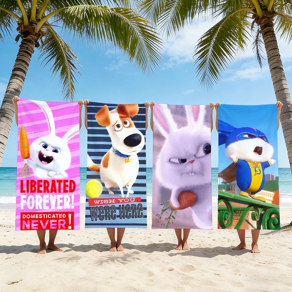 Cartoon THE S-SECRET LIFE OF P-PETS Towel Beach Shower Bath Travel Lightweight Skin Friendly for Pool Camping Cruise Summer