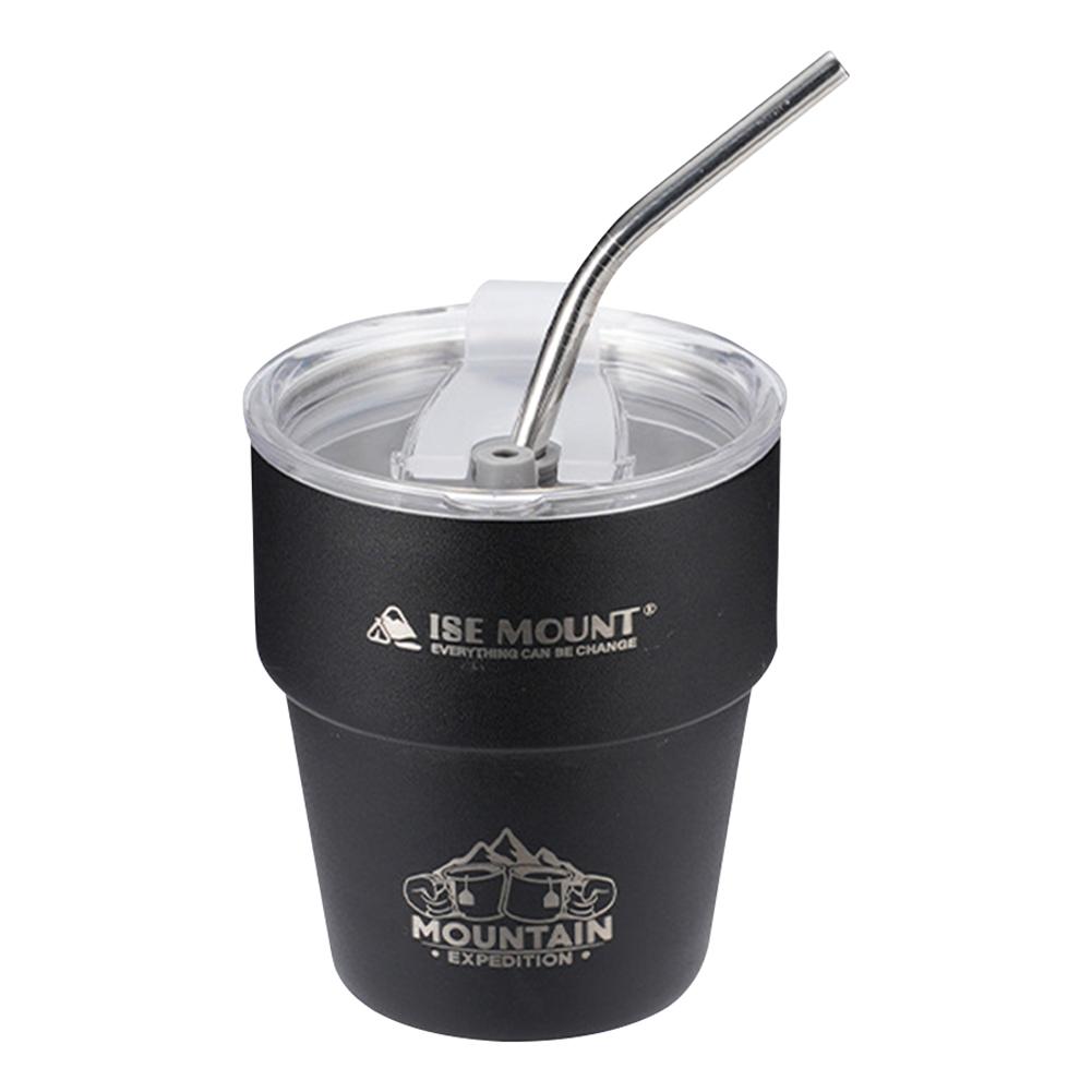 Double Wall Insulated Coffee Cup with Straw 304 Stainless Steel Tea Coffee Milk Mug Stackable for Travel Hiking