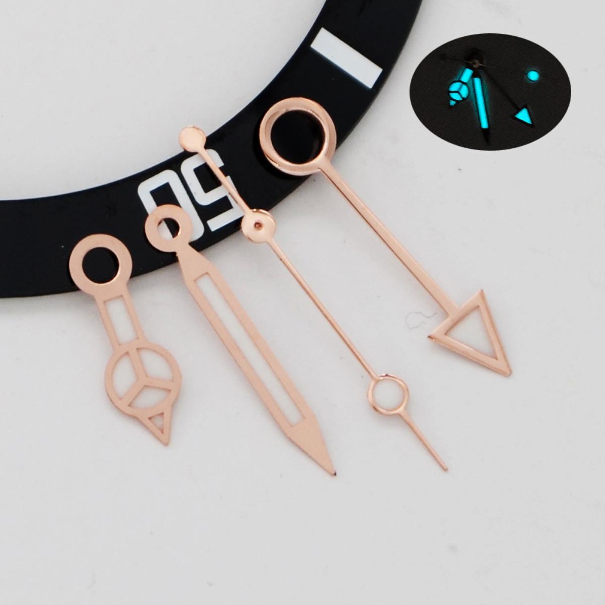 

NH34 Polished Hands Watch Pointer 8*12*13.5*13.5mm Rose Gold Silver Watch Hands Diver Aiguille Hands C3 Blue Luminous рожевий колір золота