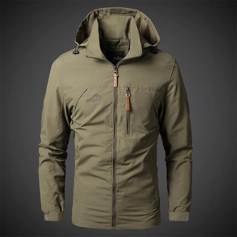 Mens Windbreaker Jackets Waterproof Military Hooded Coat Male New Combat Jackets Men Autumn Outdoor Hiking Biking Bomber Outwear