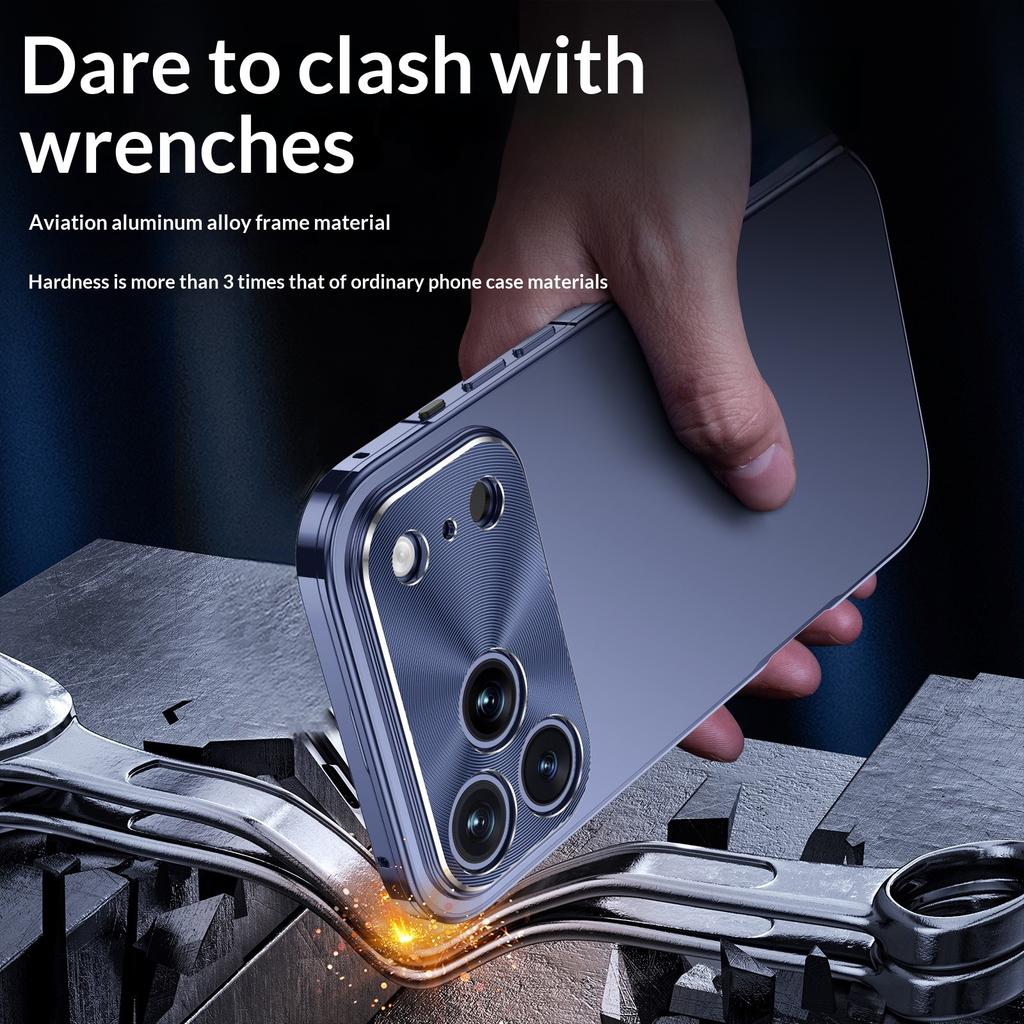 For Iphone 17 Pro Max Phone Case Aviation Aluminum Alloy Frame Threaded Lens Matte Backplate Ultra-thin Anti Drop Back Cover