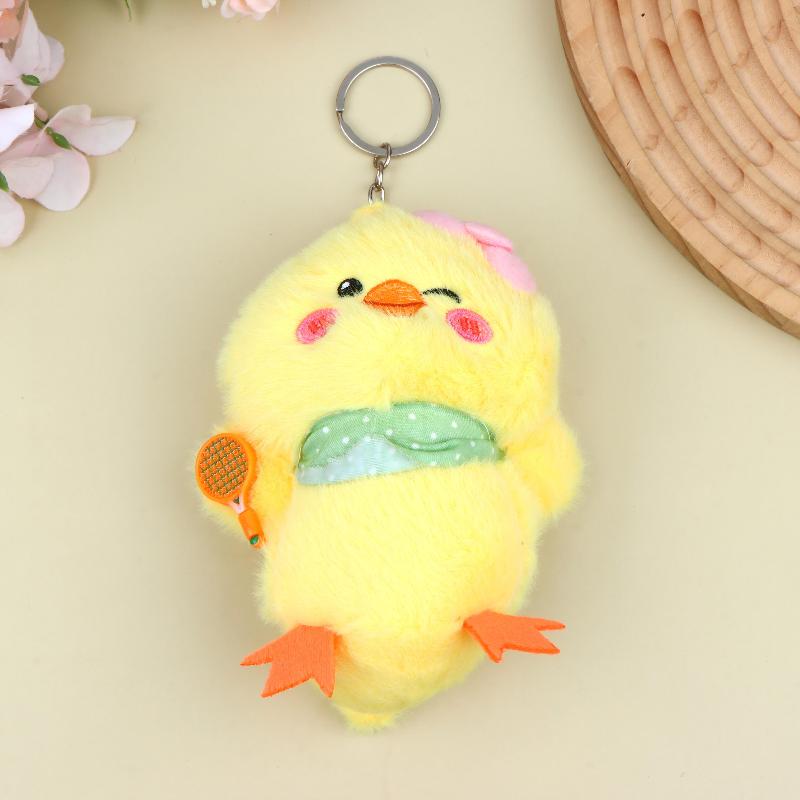 Cute Yellow Duck Chick Plush Keychain Fluffy Soft Animal Doll Bag Pendant Backpack Decor for Kids Girls Birthday Gifts
