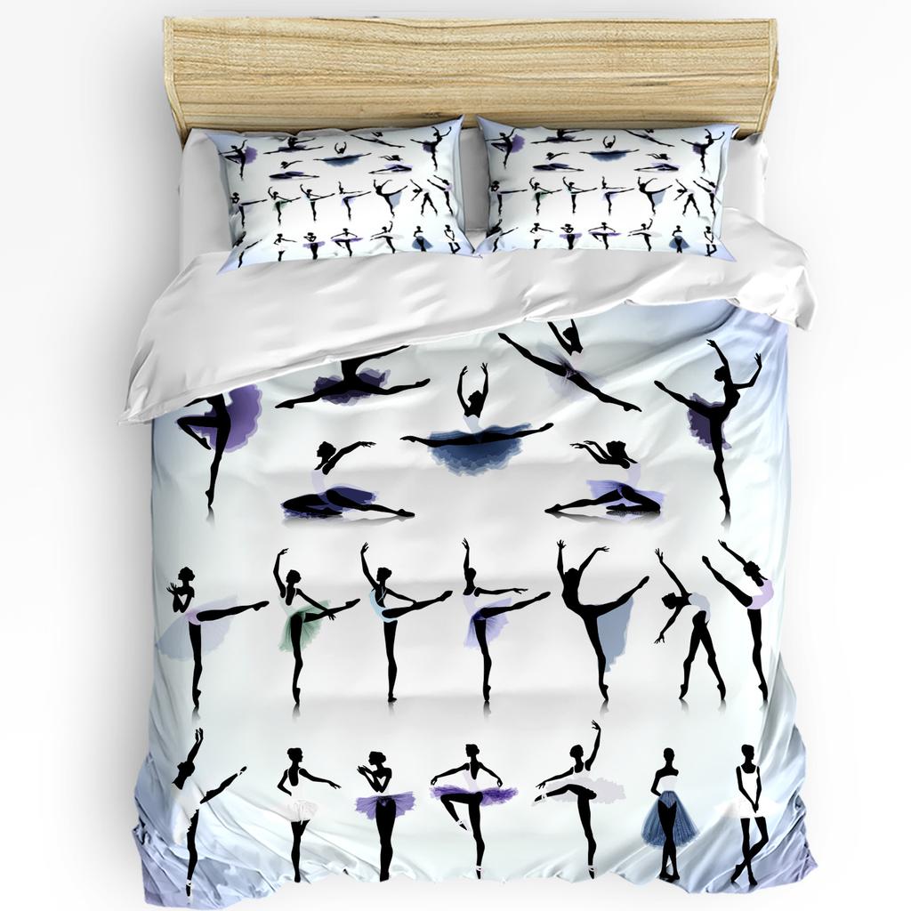 Dance Ballet Lady Black Shadow Bedding Set 3pcs Duvet Cover Pillowcase Kids Adult Quilt Cover Double Bed Set Home Textile