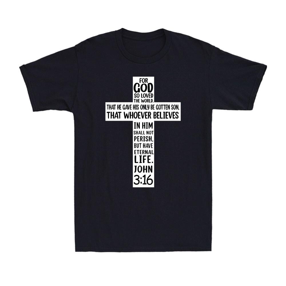 John 3:16 Bible Verse Cross T-shirt Christian Jesus Gospel Vintage Men s T-Shirt XXXL