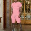 Men's Patchwork Short Sleeve Shirt Shorts Combo
