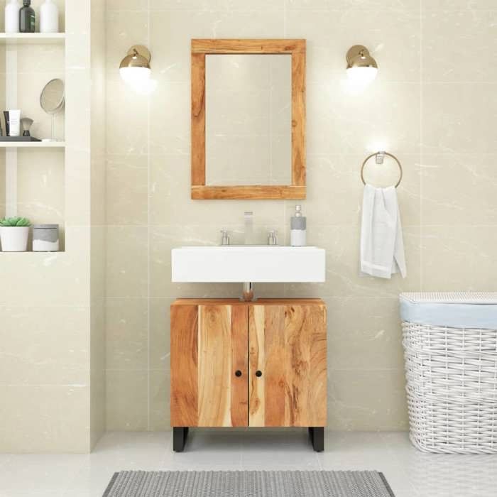 VidaXL Sink Cabinet, Vanity Unit with 2 Compartments and Legs, Under Sink Cabinet with Bathroom Storage, 351987
