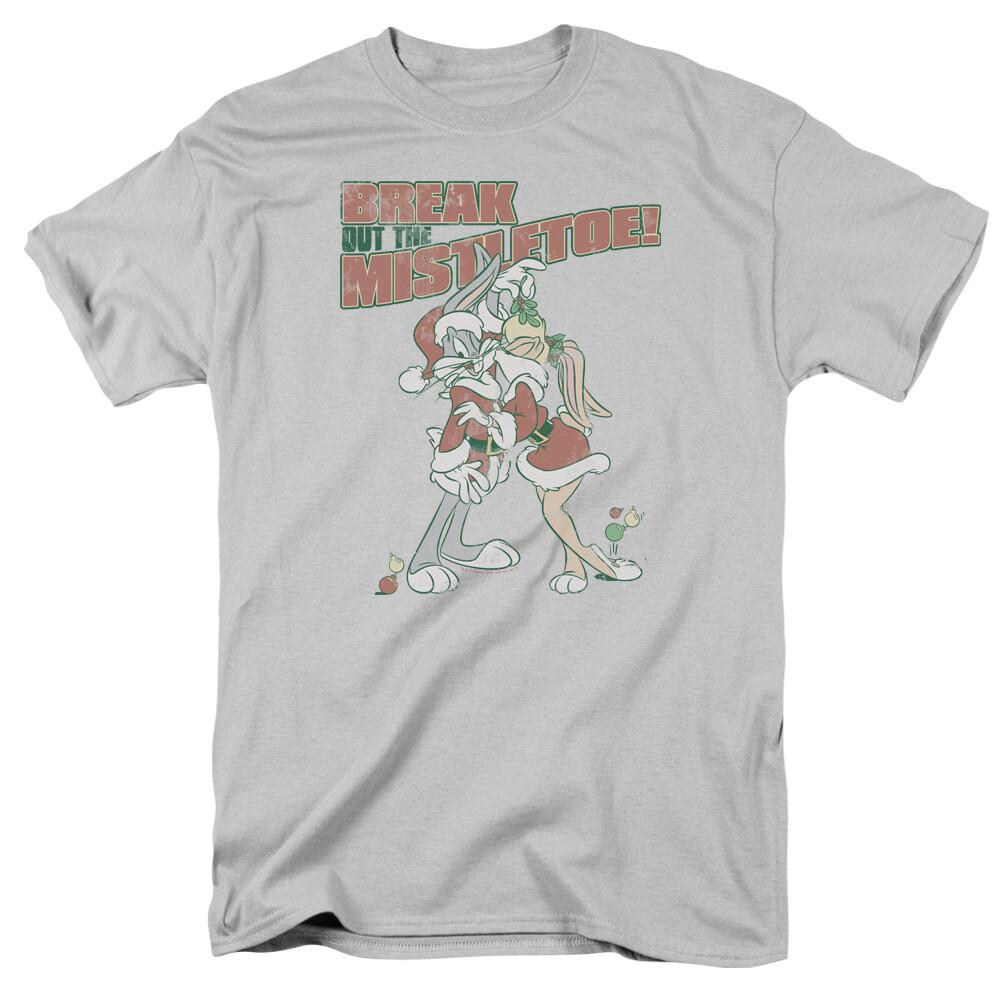 Looney Tunes Mistletoe T Shirt Mens Licensed Cartoon Merch Bugs Bunny Silver S