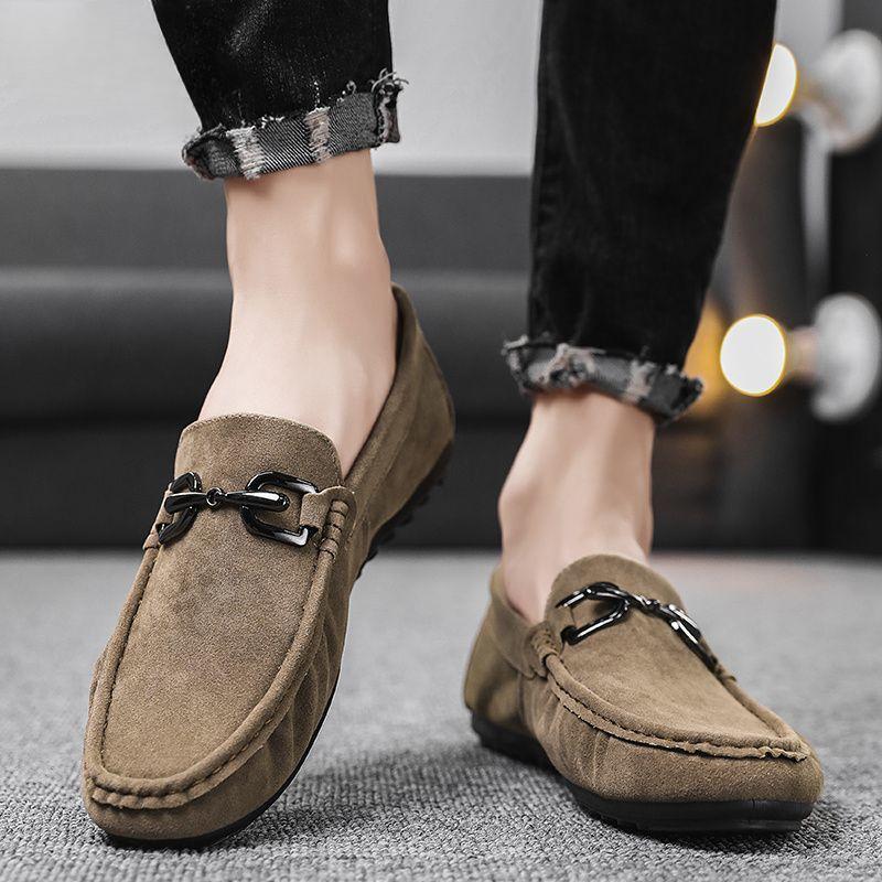 Dress Shoes Suede Leather Men Round Toe Formal Moccasin Loafers Soft Flat Man Casual Shoe Business Cheap Clearance Original Hot