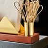 Stainless Steel Tissue Holder Toothpick Tube Gold-plated Napkin Storage Walnut Metal Napkin Rack Tableware Display Rack Gift