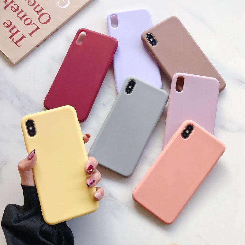 Silicone Soft Phone Case For iPhone X XR XS Max XR X 8 7 6 6S Plus casefor iphone 11 12 13 mini 13 Pro Max Candy color Cover