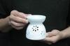 White Ceramic Oil Burner - Floral Teal Well