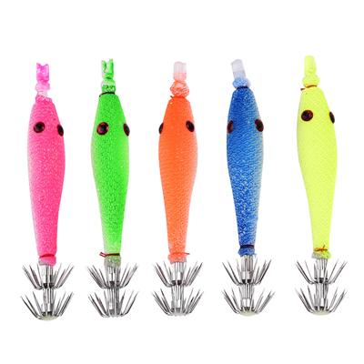 5pcs Durable Sleeve  Fish Squid Fish Baits Luminous Hooks Fishing Accessory