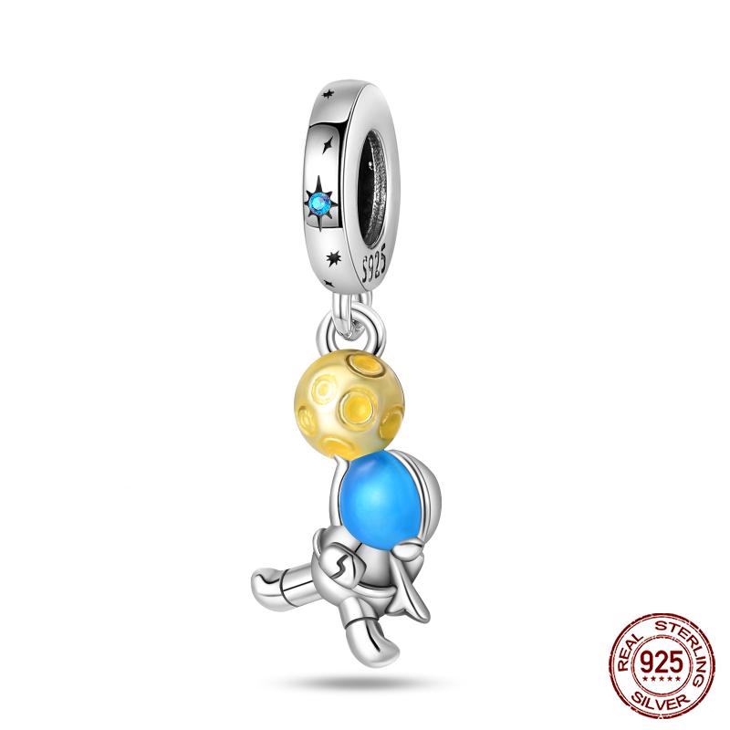 New Copper Fashion Glowing Space Astronaut Spaceship Charms Beads Fit Brand Original Bracelet Diy Jewelry Gift