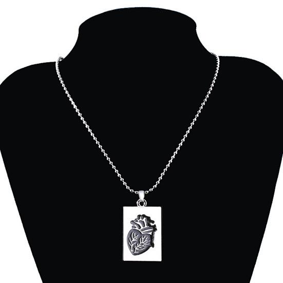 2Pcs Creative Heart Shape Splicing Pendant Couple Necklace Lover Jewelry Gift