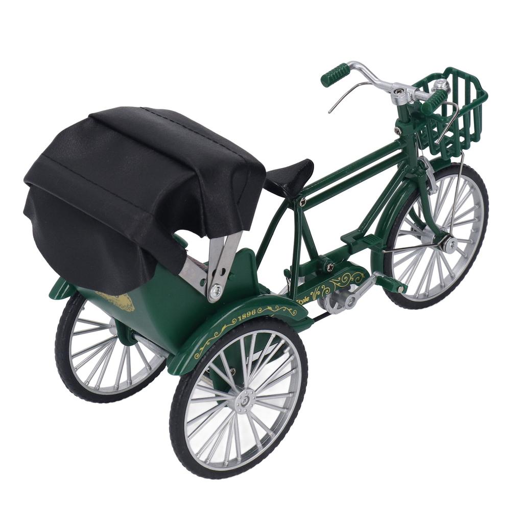 Rickshaw Model Retro Design Decorative Interesting Alloy 3 Wheel Rickshaw Desktop Ornament for Decoration