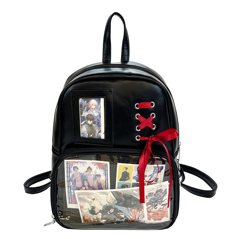 Schoolbag1011 New Backpack Female Transparent Backpack Large Capacity College Backpack Pu Backpack Pain Bag Bar Pain Bag