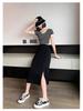 2024 Black A-Line Midi Skirt: High Waist, Slimming, Petite, Versatile for Women - Perfect for Spring/Summer
