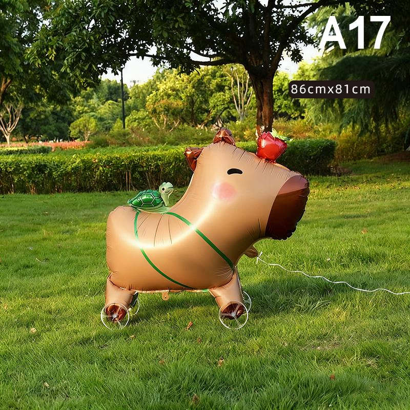 4D Cartoon Foil Balloons Elephant Stand Walking Balloon With Wheel For Kids Birthday Party Decoration Baby Shower