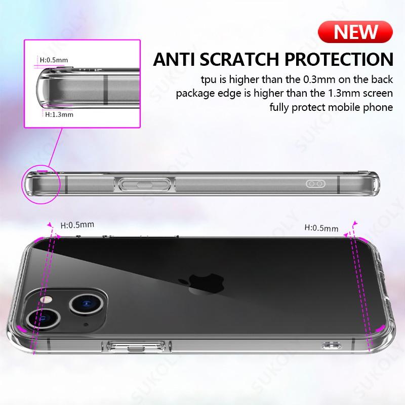 Διάφανη θήκη για iPhone 16 14 Pro 15 13 12 Pro Max 11 Pro Max SE 2 2020 X 8 7 Ultra Thin Clear Soft Case TPU