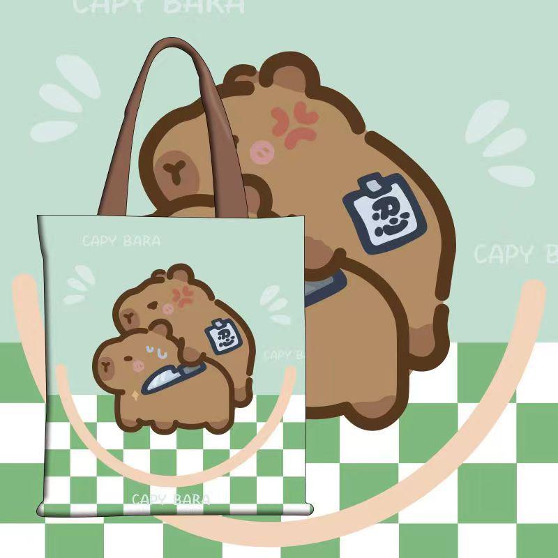 Capybara Cute Canvas Bag - Large Capacity School and Student Tote