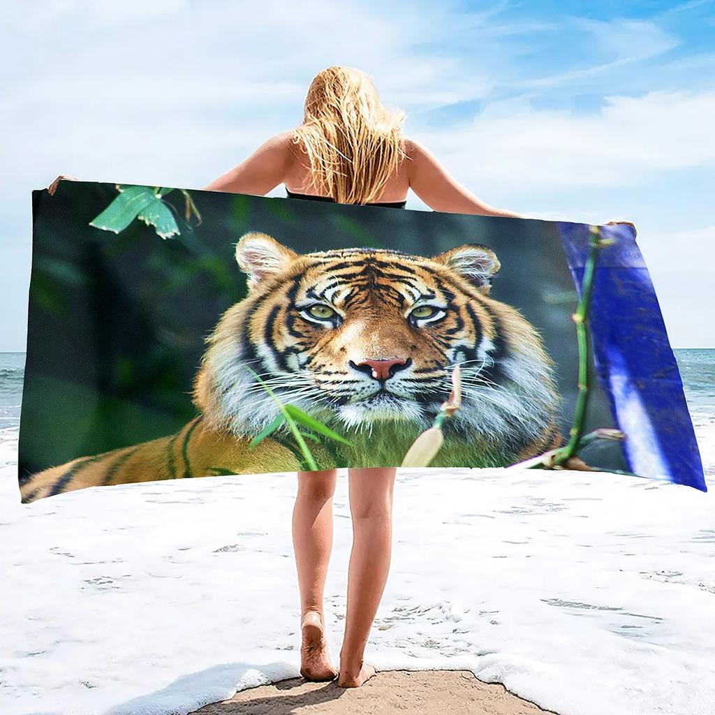 Mixed Posture Realistic Tiger Print Universal Beach Blanket Multipurpose Blanket For Beach Pool Outdoor Picnic