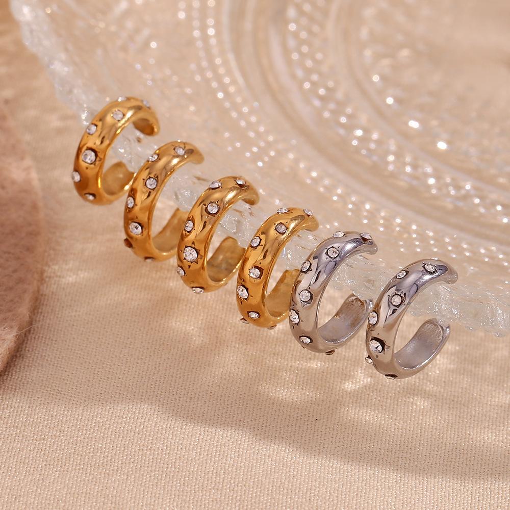 MamacitaSlay 18K Gold Plated Stainless Steel C-shaped Clip Earrings Party Creative Waterproof Jewelry Women's Simple Accessories
