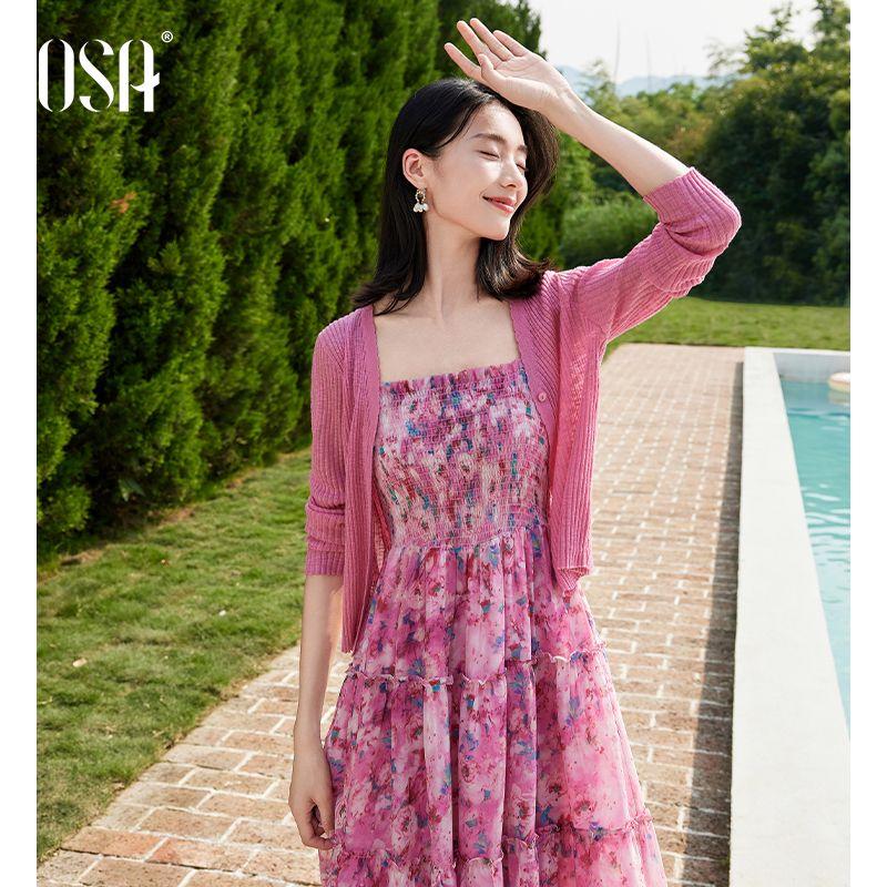 

OSA Ice Silk Summer Lightweight Sun Protection Cardigan Shawl Rose Red M