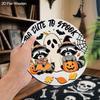 Halloween Holzschild mit entzückendem Waschbär- und Geistermuster - Figurenornamente für Haustür, Wand, Raumdeko - Ideales Halloween-Geschenk für Freund