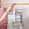 Stainless Steel Folding Clothes Rack Multifunction Telescopic Pants Hanger Space Saving Multi-Layer Pants Rack for Home Storage