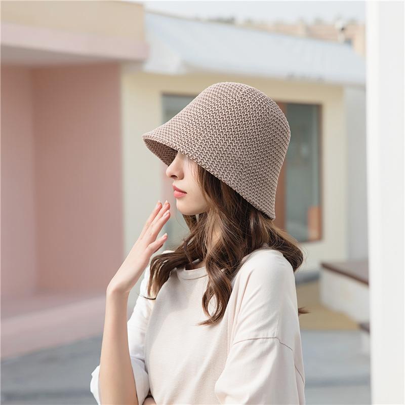 Bucket Hat Women's Face Revealing Small Spring and Summer Sunshade Hollow Thin Breathable Sun Hat Bucket Basin Hat