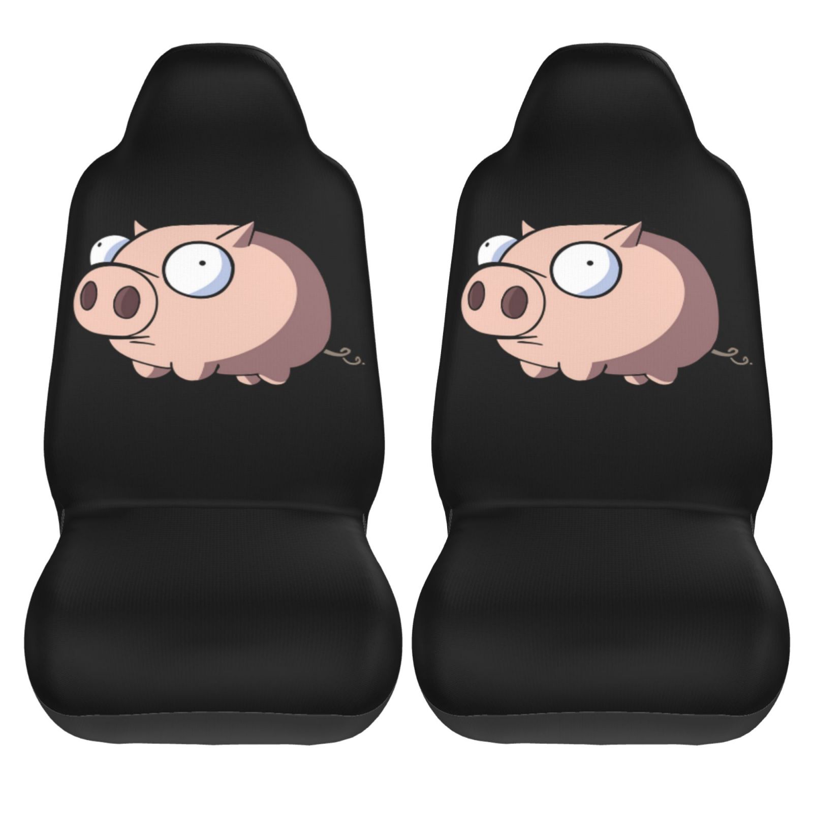 Cartoon Pig Print 2 PCS Car Seat Covers Front Auto Seat Cover Breathable Car Bucket Seats Protector Covers Universal Fit