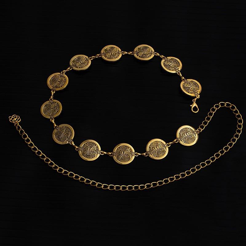 Bohemian Ethnic Style Waist Chain Body Chain Women'S Personality Retro Metal Engraved Belt Dress Coat Accessories
