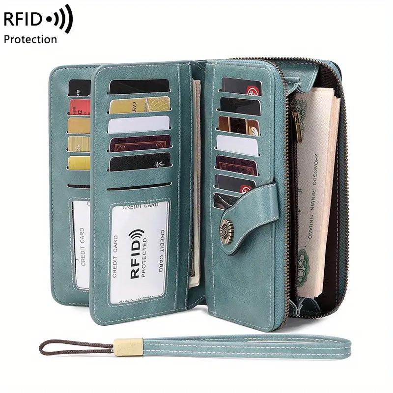 RFID Anti-theft Brush Wallet Long Zipper Women's Wallet European and American Large-capacity Hand-held ID Bag