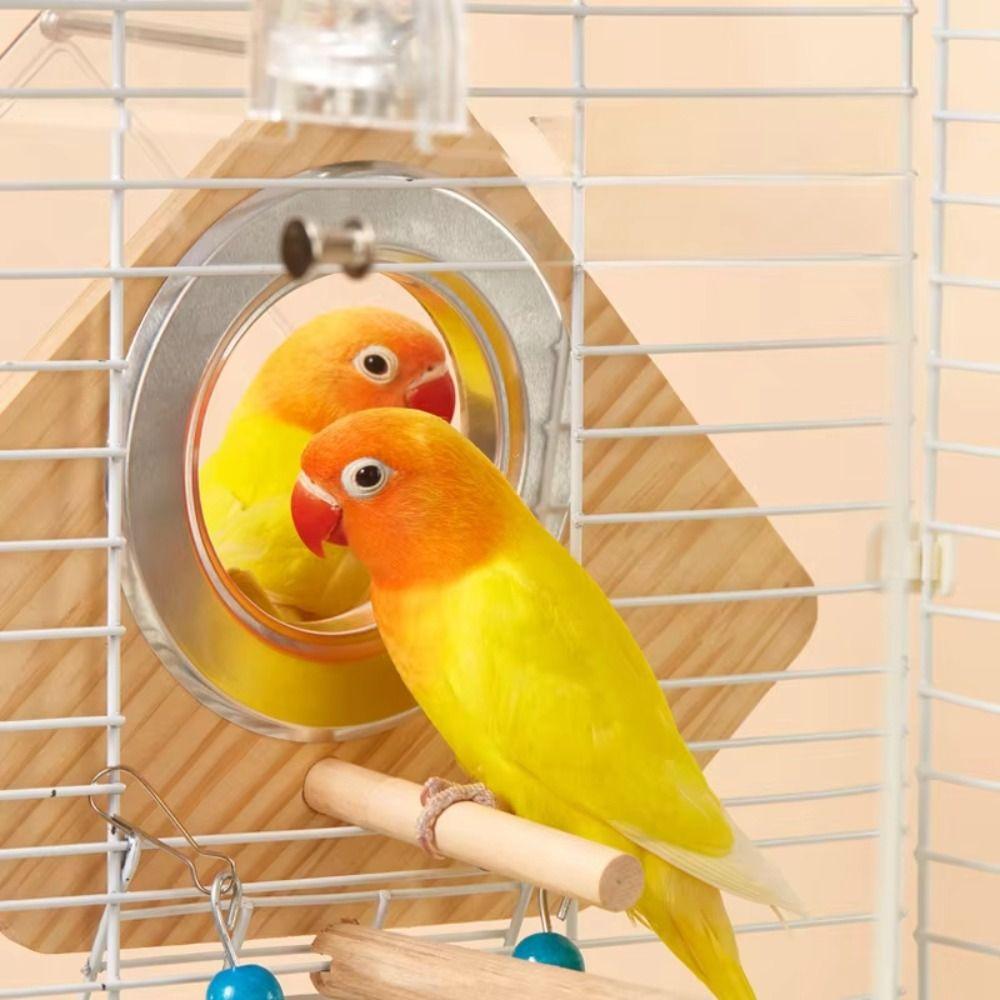 Visible Parakeet Nesting Box Transparent Bird Cage House Practical Wooden Bird's Nest Aviary