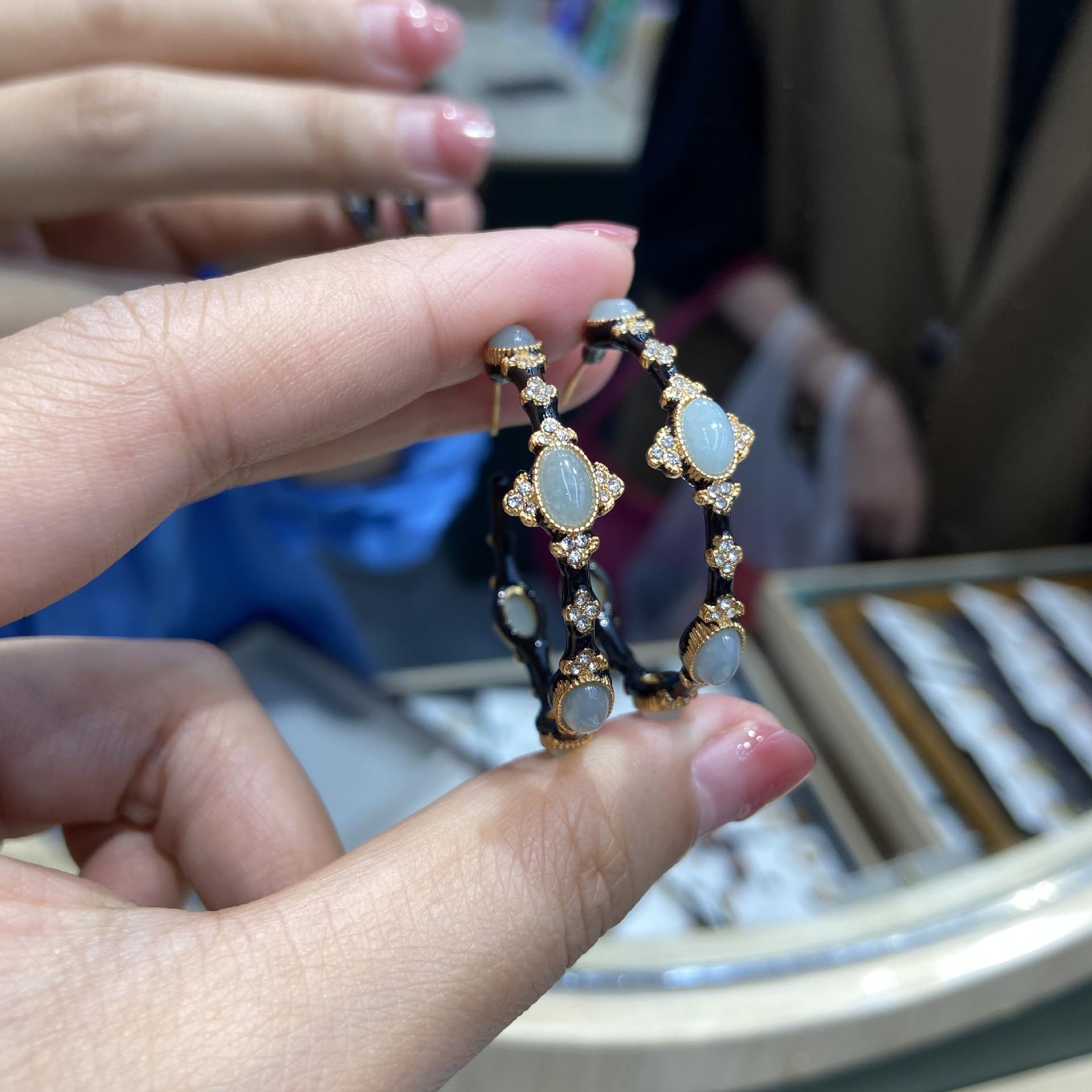 

A3-3-19899 Эмаль капает маслом серьги из натурального камня бирюза серьги из тигрового глаза серьги из глазурованного камня