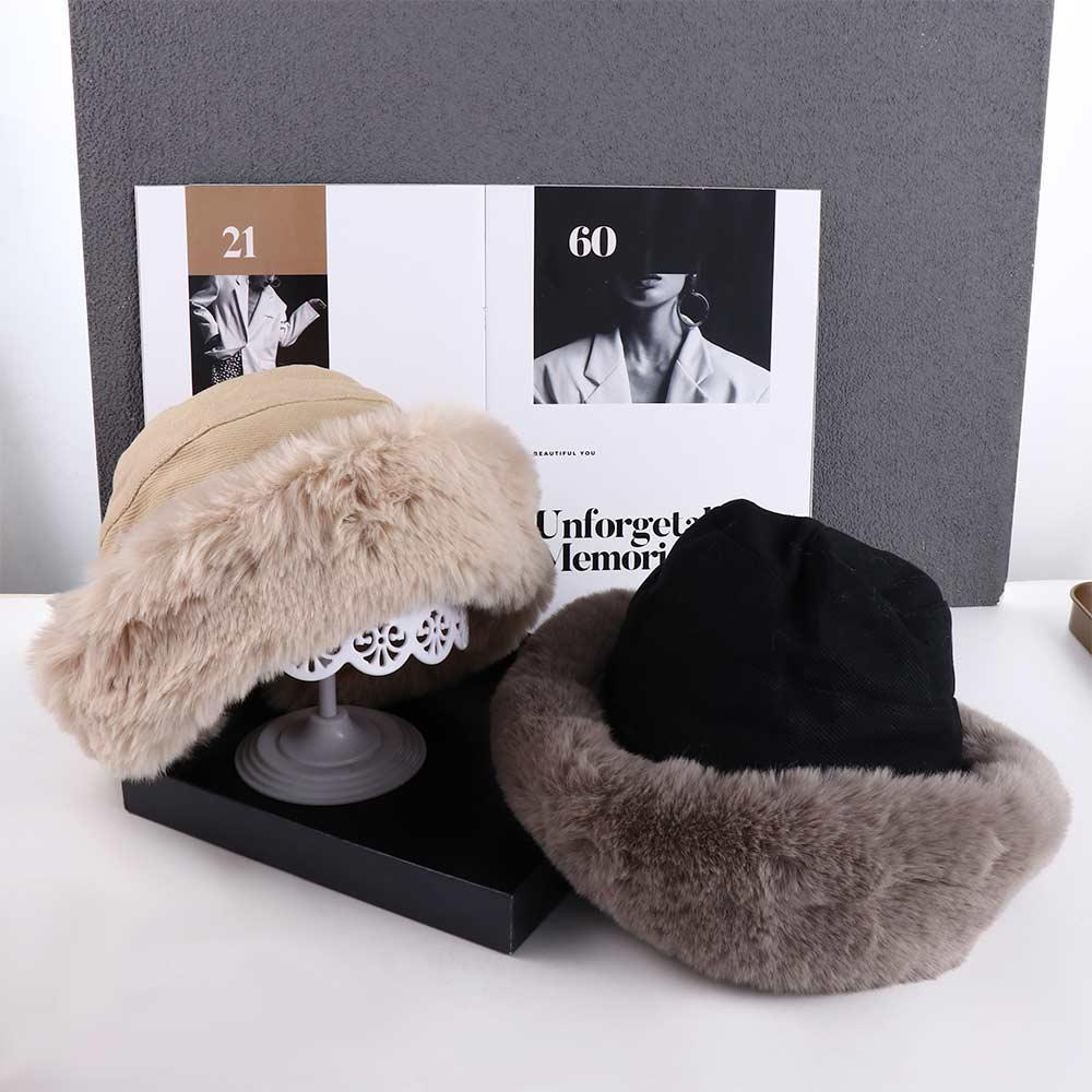 For Girl Warm Large Japanese Winter Korean Style Beanies Plush Bucket  Hat Women Hat Woolen