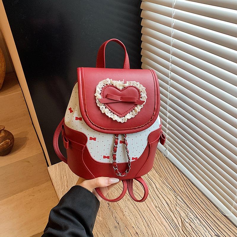 College Student Fashion Versatile Bow Backpack Bag Women's Summer New Love Commuter Bucket Bag