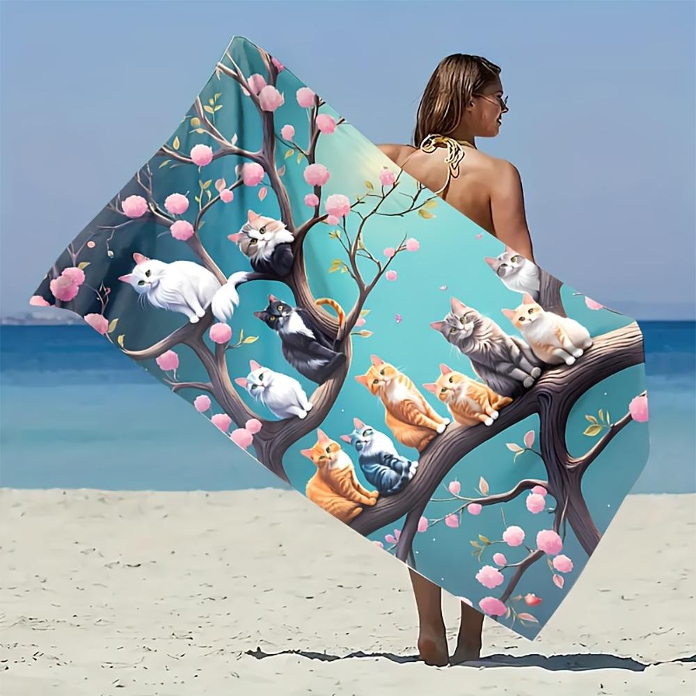 1pc Multiple Cute Animal Print Quick-Dry Beach Towels, Soft Breathable Summer Beach Essential