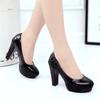Fashion High Heels Shoes Women White Wedding Shoes Thick 10 CM Heels Fashion Party Pumps Footwear Black Red Round Zapatos De Mujer