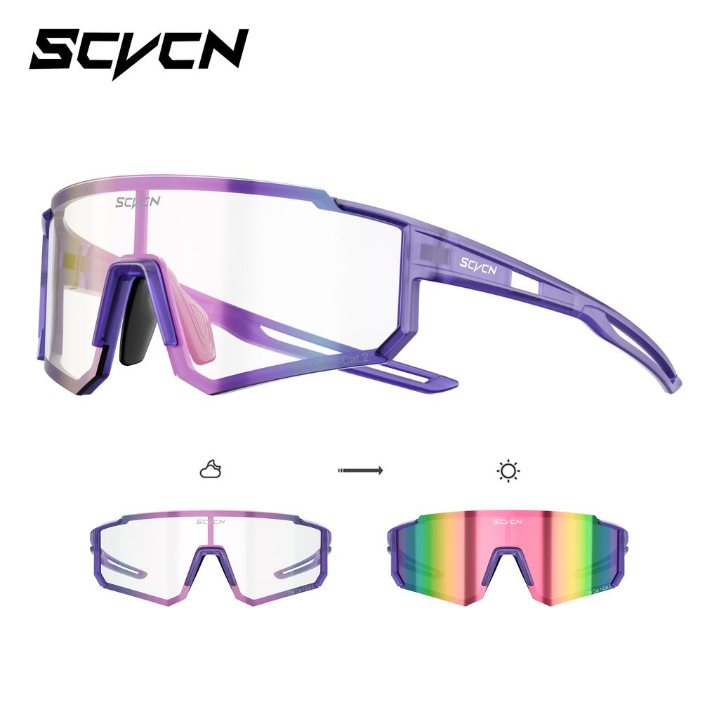 SCVCN Photochromic Hiking Eyewear Cycling Glasses Sports Sunglasses for Women Outdoor Road MTB Bike Glasses UV400 Men Windproof